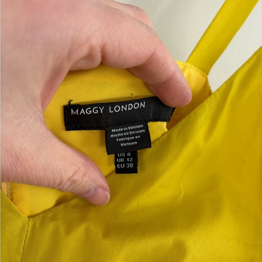 Maggy London Yellow Maxi Dress, Size 10, Cotton, Summer Beachy Dress - Picture 5 of 7